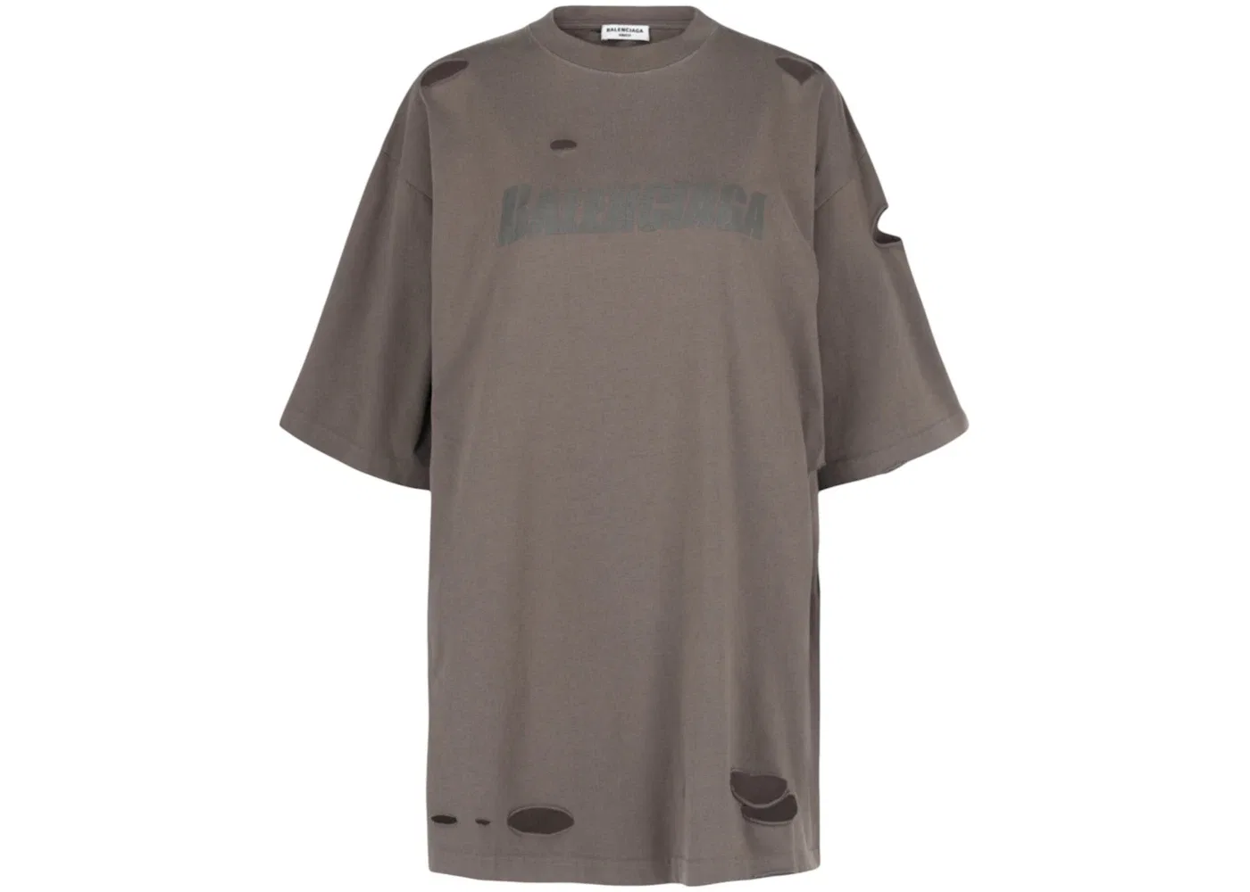 Женская футболка с принтом Balenciaga Distressed Graphic T-Shirt, Taupe