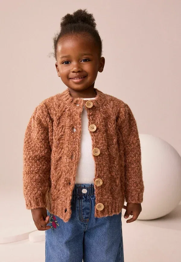 Кардиган из полиэстера Regular fit - chunky bobble - cardigan Next, Chocolate brown, коричневый/шоколадный — фото 3