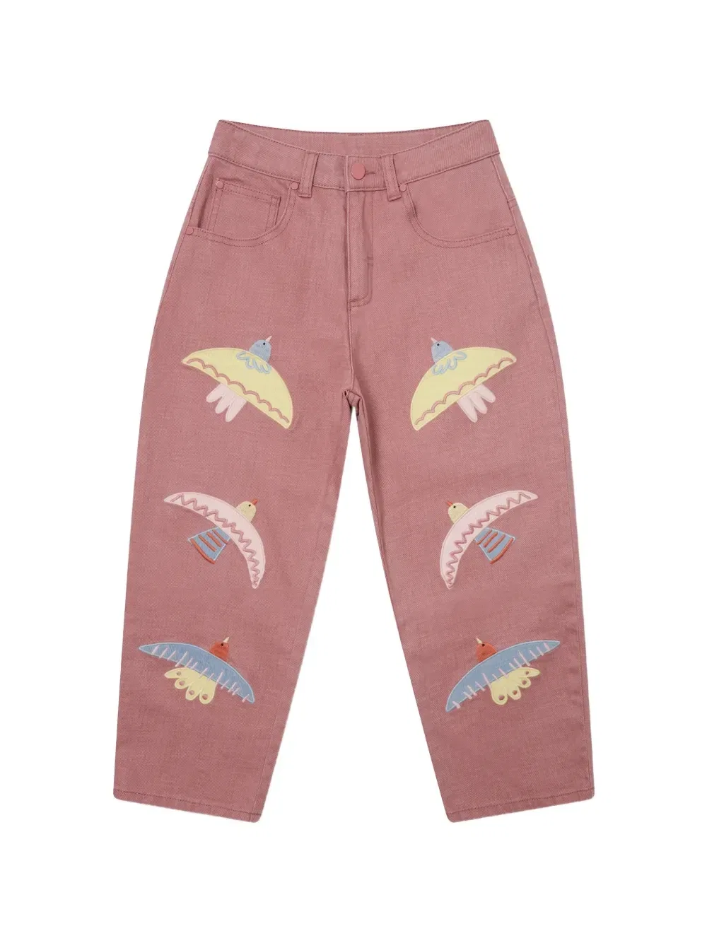 Брюки с вышивкой голубей Stella McCartney Kids, розовый