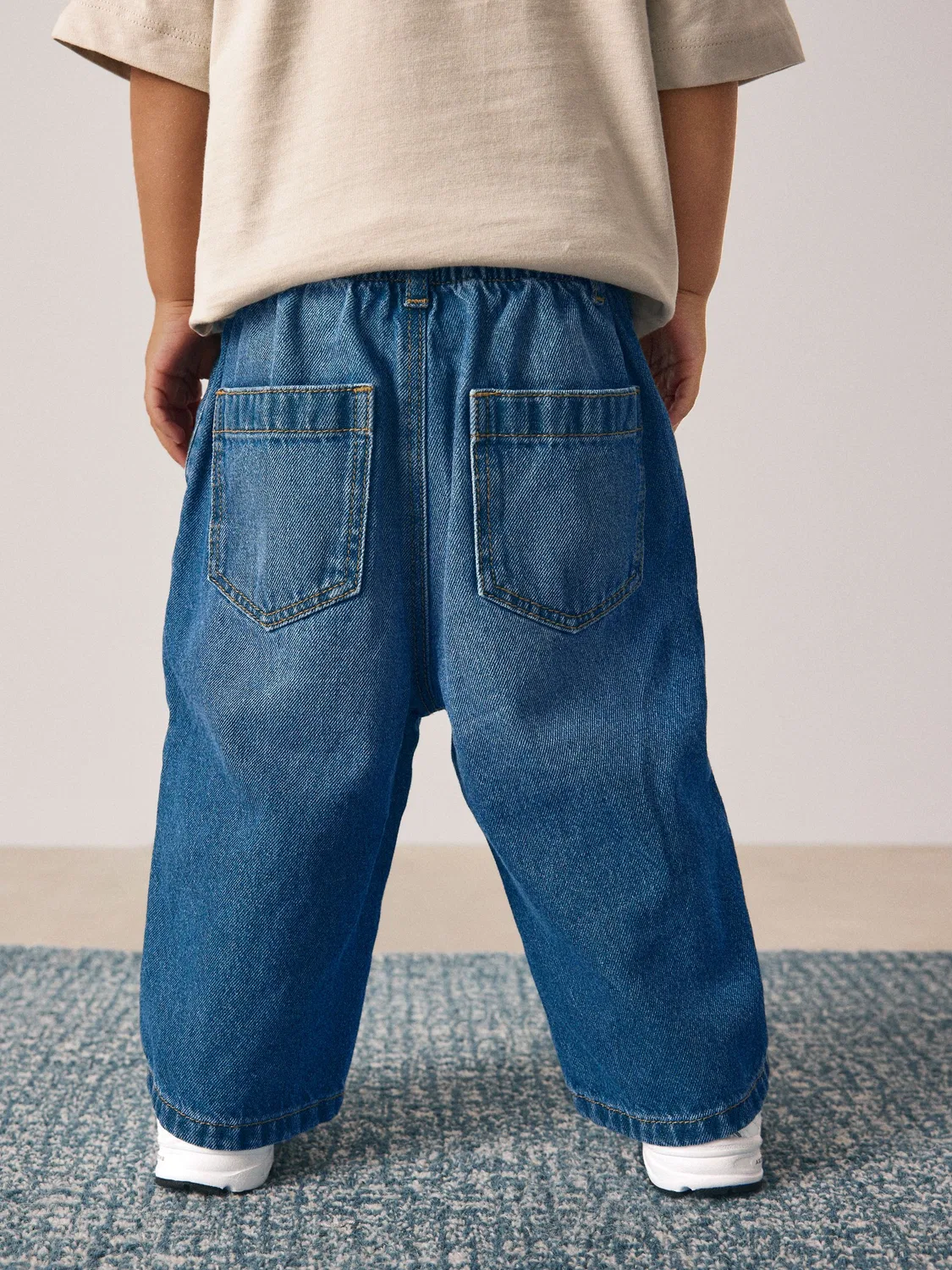 Джинсы свободного кроя Mid Blue Denim Next, голубой — фото 3
