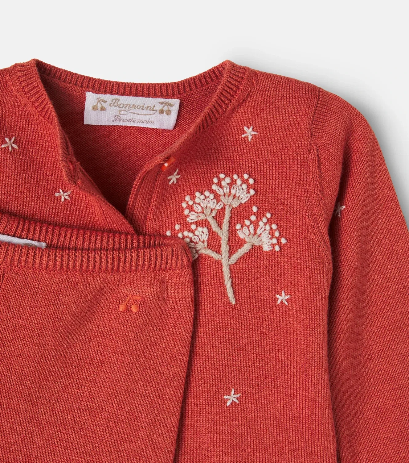 Комплект из кардигана и брюк из шерсти и хлопка Bonpoint Baby Melnie, Orange — фото 4