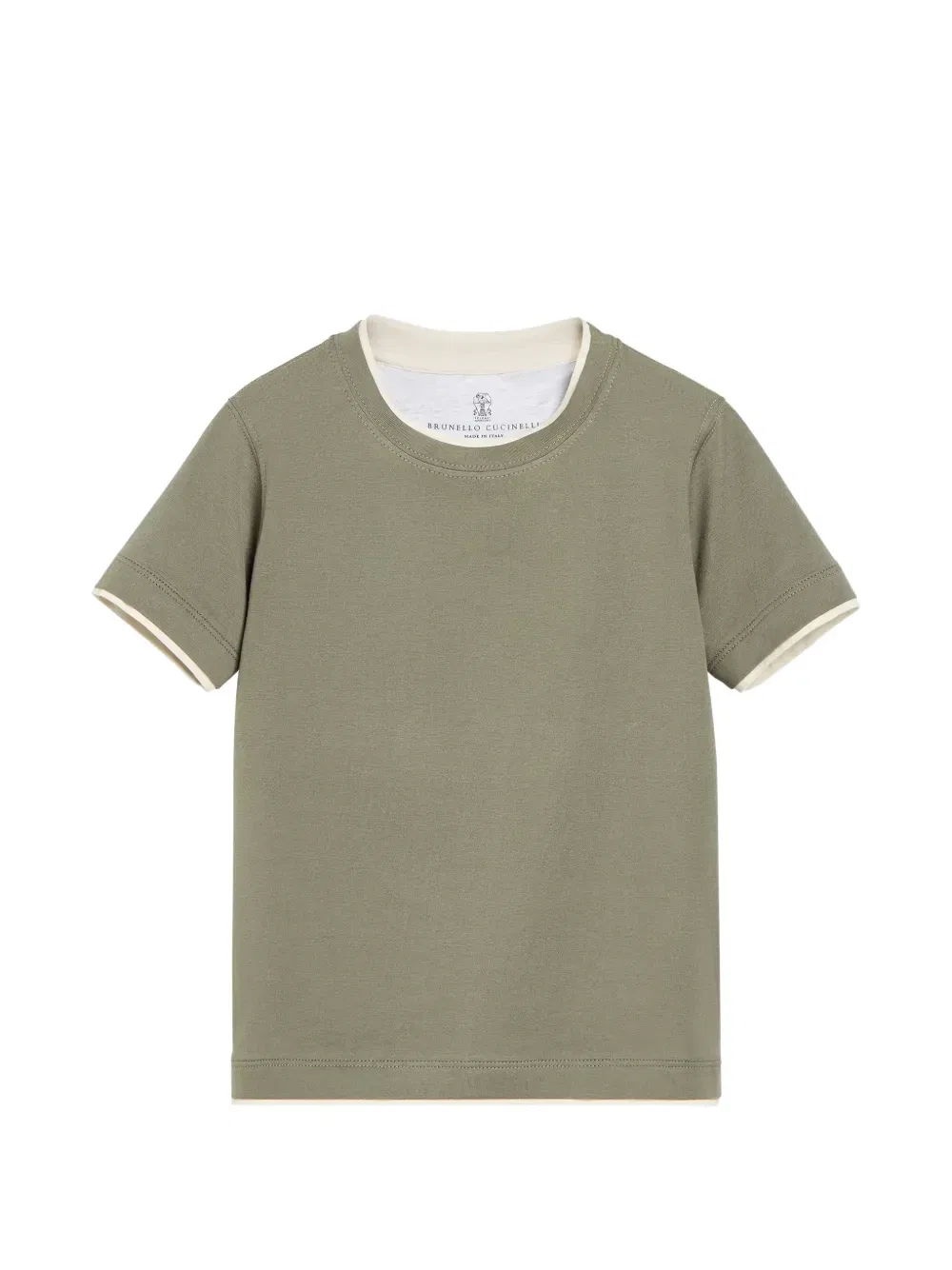 Футболка из джерси с искусственным слоем Brunello Cucinelli Kids, зеленый