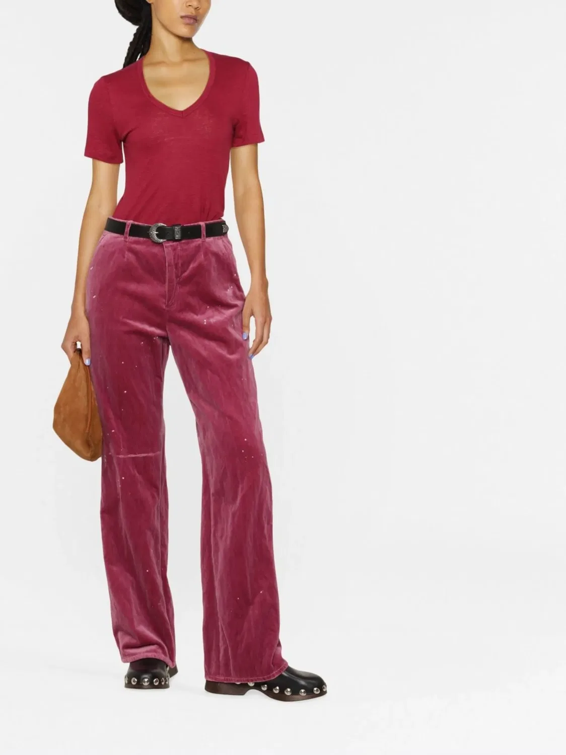 Вельветовые брюки с вышитым логотипом DSQUARED2, розовый — фото 2