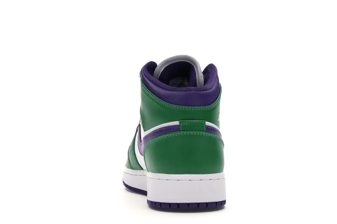 Детские кроссовки для мальчиков с зеленым верхом Jordan 1 Mid Incredible Hulk GS Jordan, Aloe Verde/Court Purple-White — фото 4