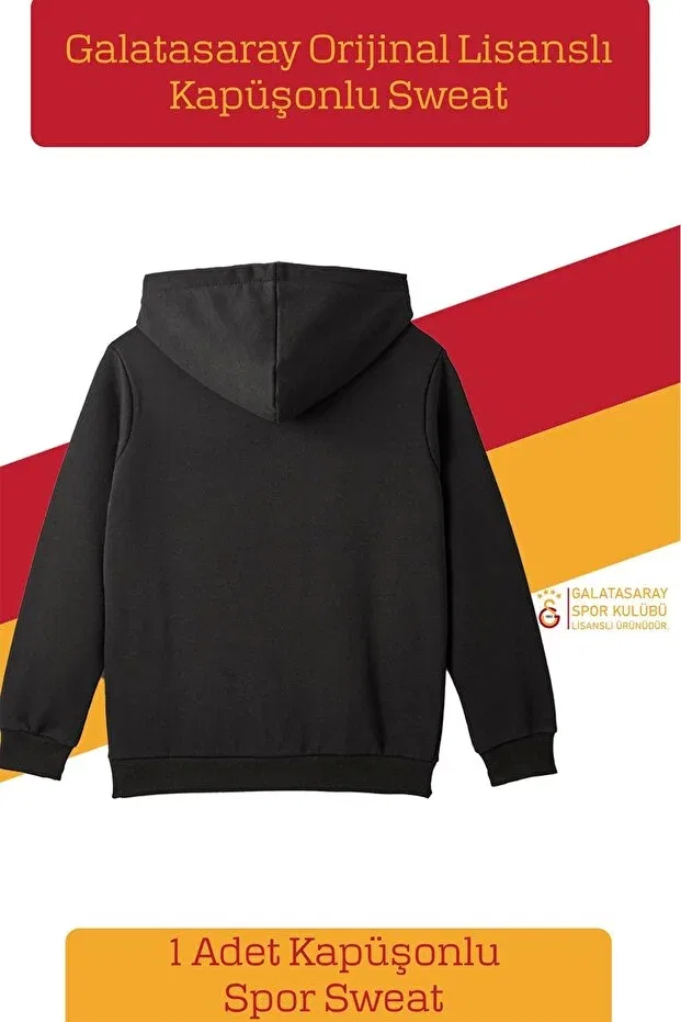Детское худи для девочек с принтом Galatasaray, Sweat + Laser Printed Black — фото 4
