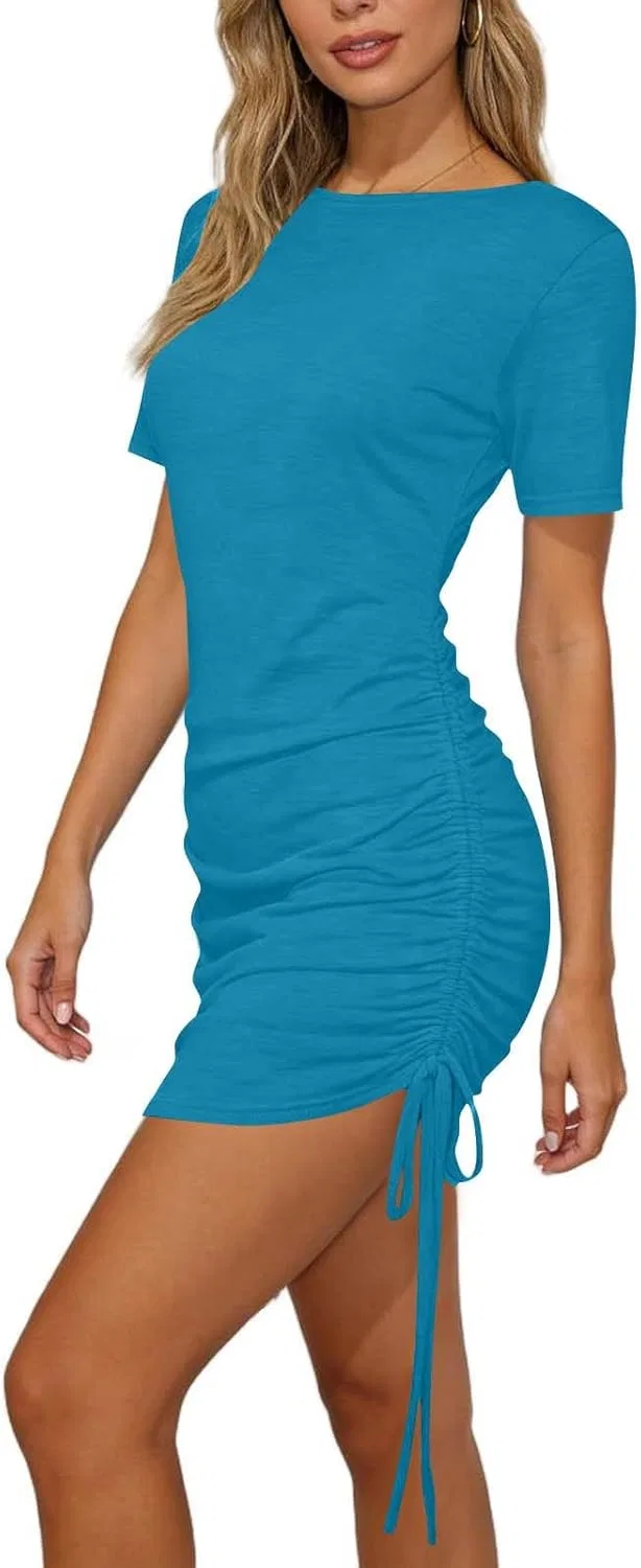 Женское мини-платье с завязками по бокам, Bodycon, Black/White — фото 4