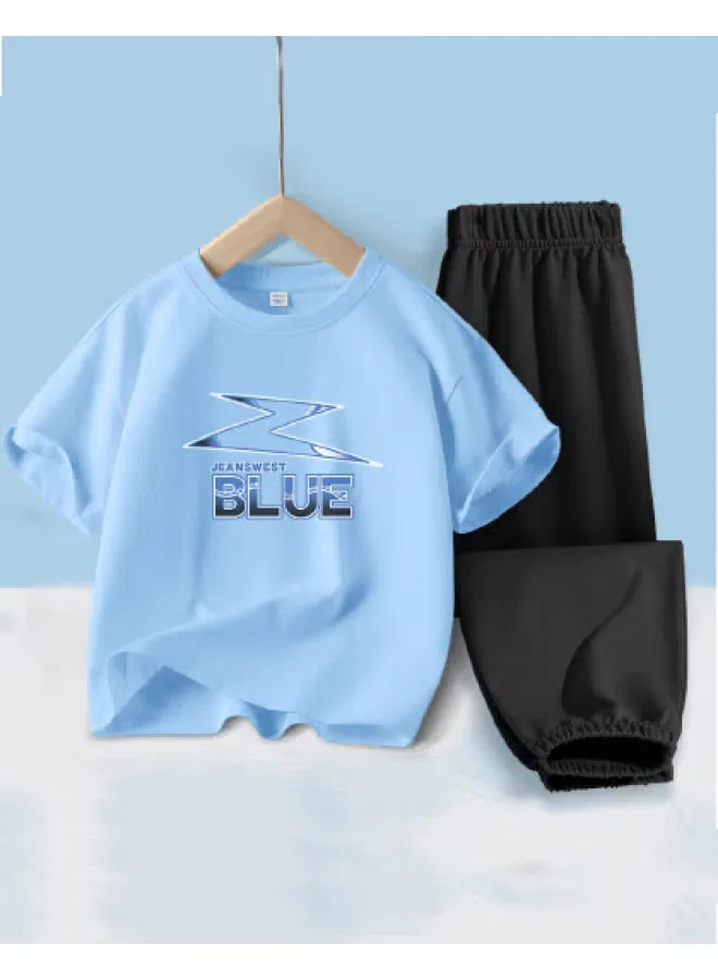 Комплект футболка с коротким рукавом и брюки хлопковый Jeanswest, синий