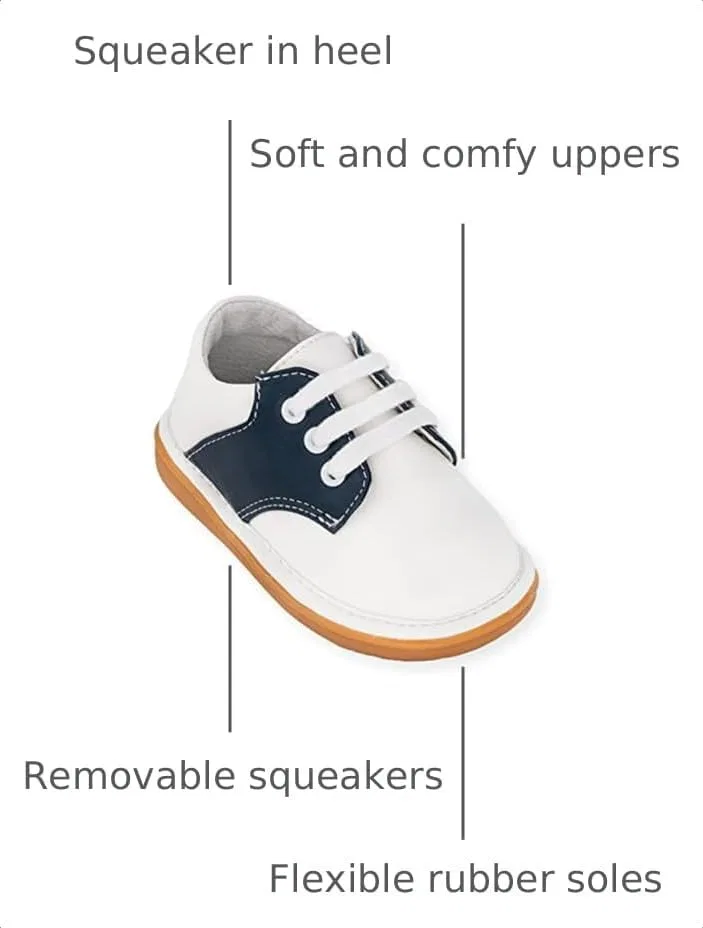 Детские туфли оксфорды со съемным пищалкой Wee Squeak, Saddle Oxford Navy — фото 3