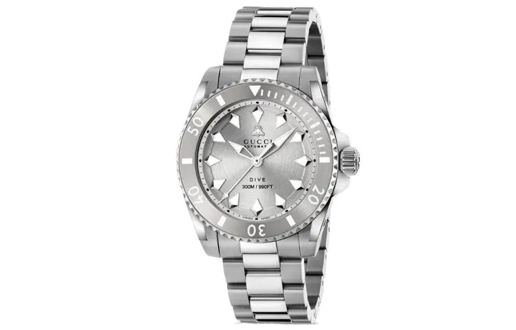 

Наручные часы с автоматическим механизмом, стальной браслет, 40 мм, серебристый циферблат, унисекс GUCCI