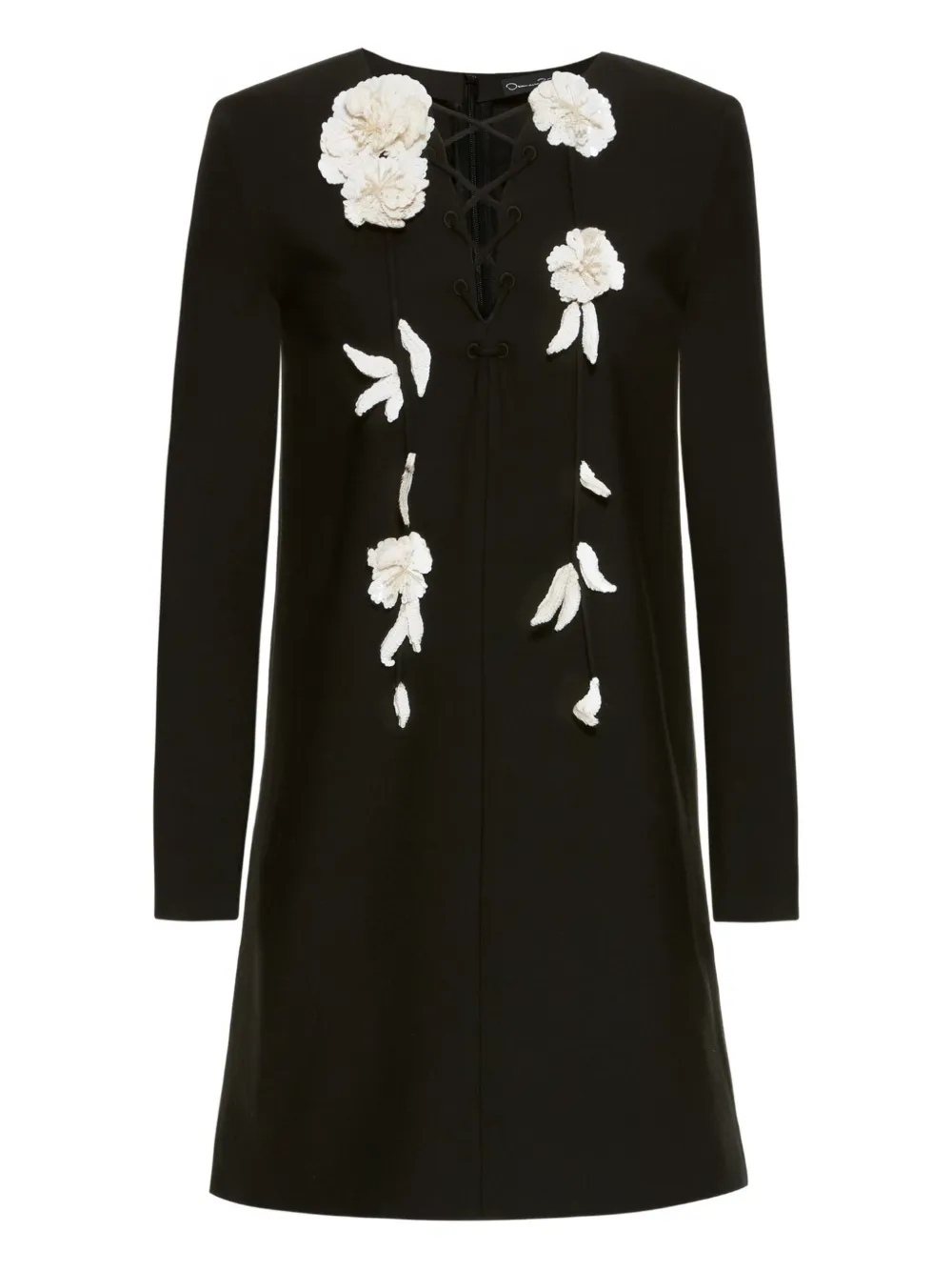 

Платье мини со шнуровкой и цветочным принтом Oscar de la Renta, черный