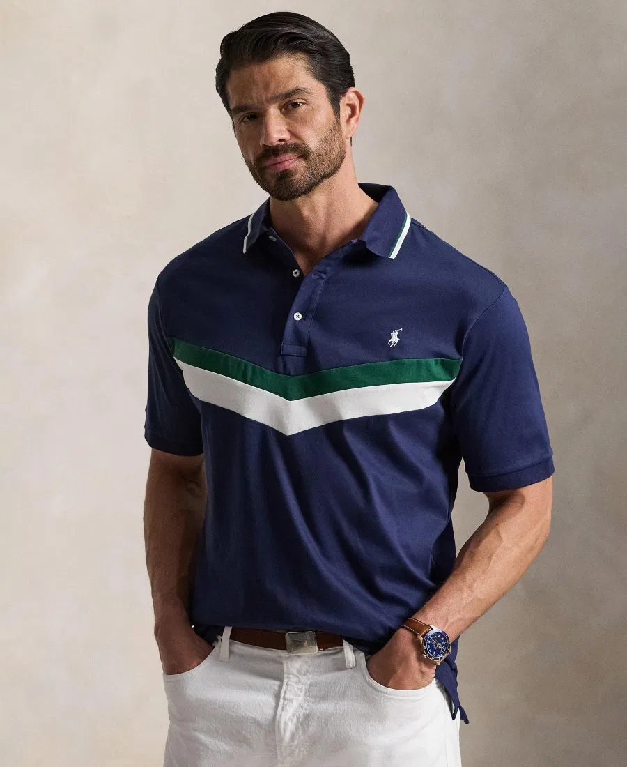 Мужская футболка-поло с коротким рукавом, классический крой, хлопок Polo Ralph Lauren, Newport Navy