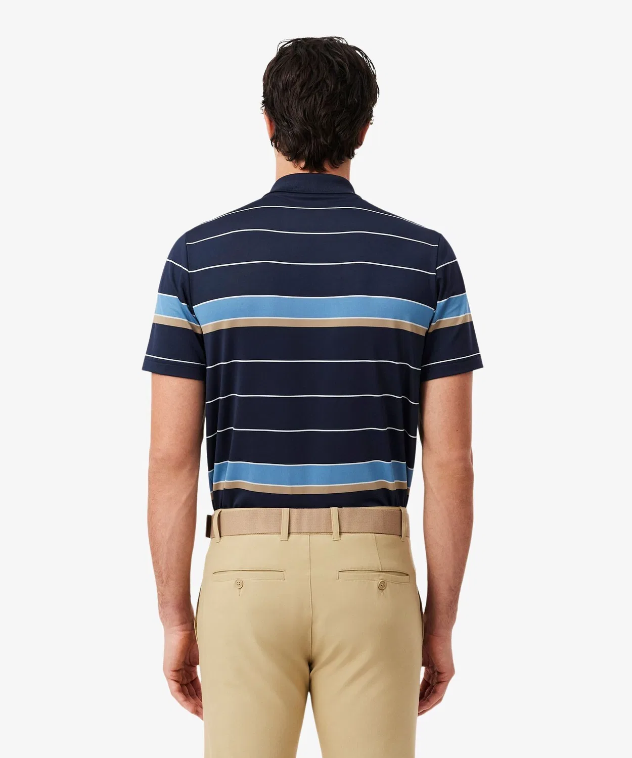 Мужская хлопковая футболка-поло с принтом и логотипом LACOSTE, Navy — фото 3