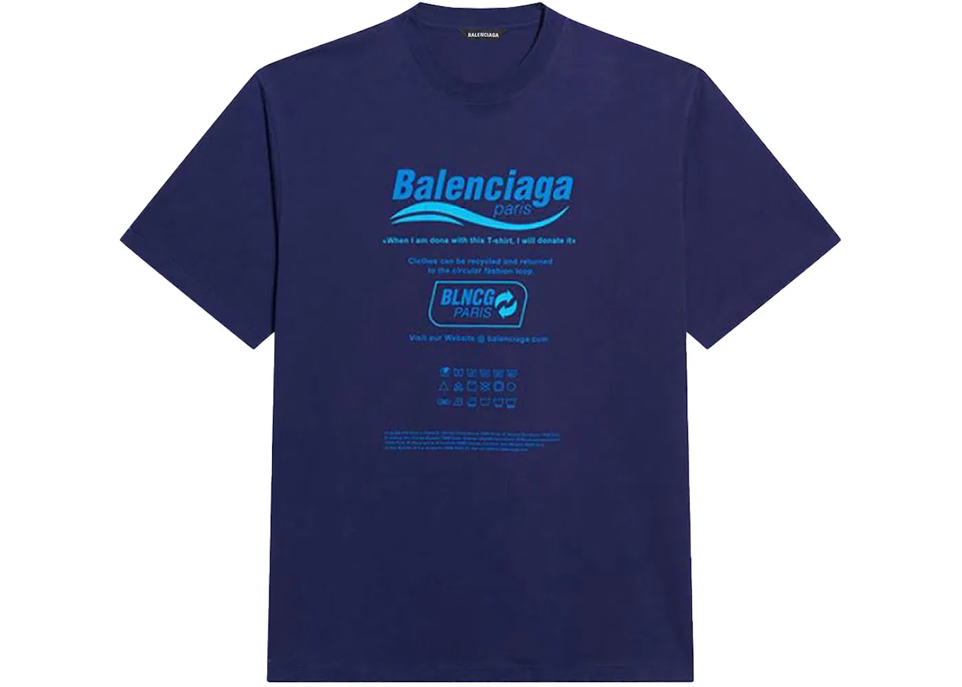 Мужская футболка с принтом Balenciaga Dry Cleaning Boxy T-Shirt, Dark Blue Vintage
