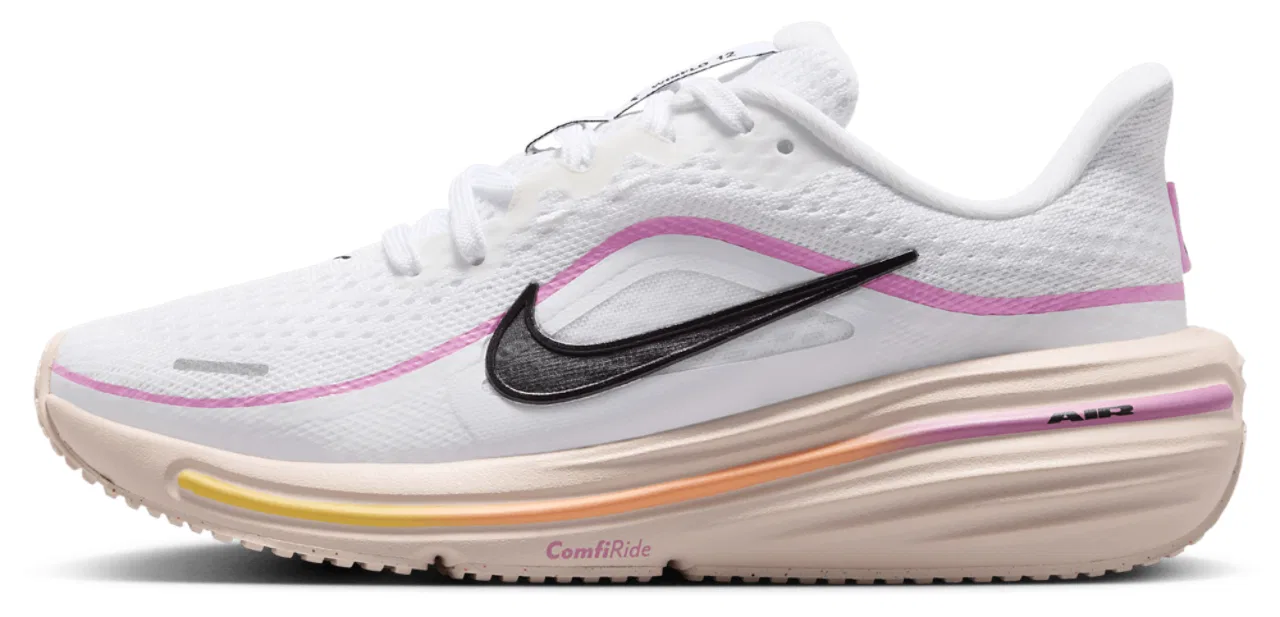Детские кроссовки для девочек для бега с амортизацией Air Winflo 12 Nike, белый/розовый/черный — фото 2