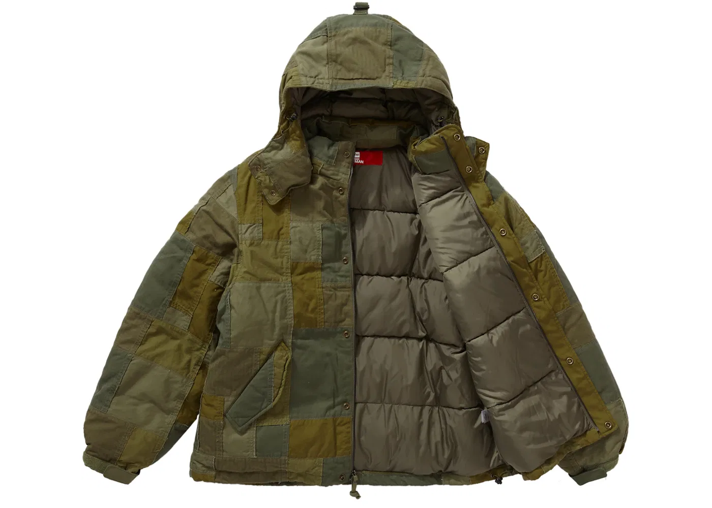 Мужская куртка с принтом Patchwork Puffy Jacket Supreme, Olive — фото 2