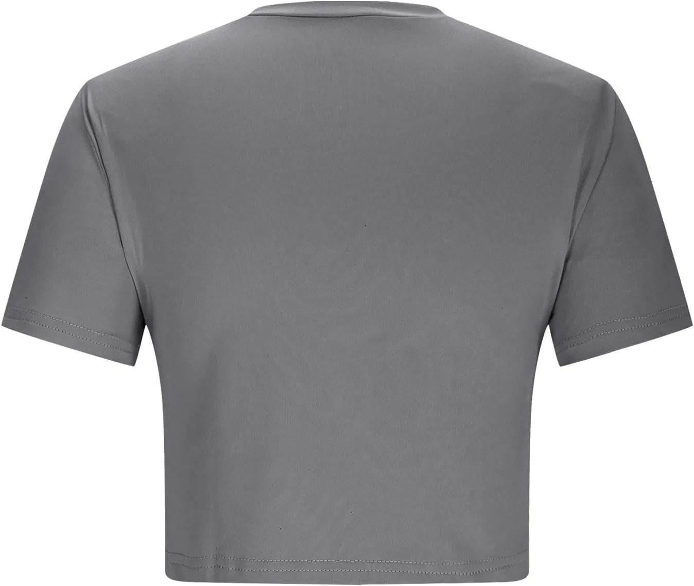 Женский короткий топ с круглым вырезом для тренировок, Dark Gray — фото 4