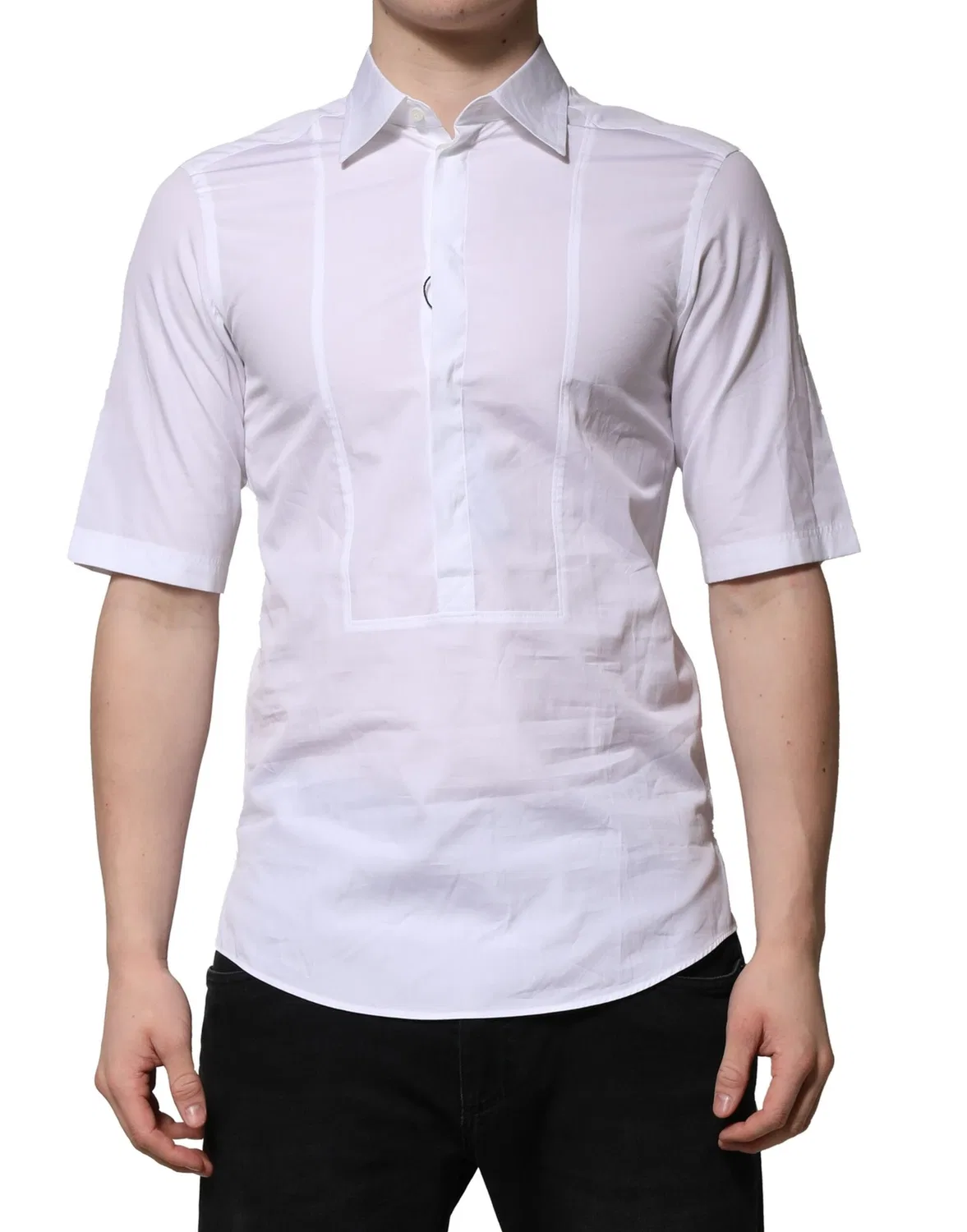 Мужская рубашка с коротким рукавом White Cotton Short Sleeves Dress Formal Shirt Dolce & Gabbana, White — фото 2
