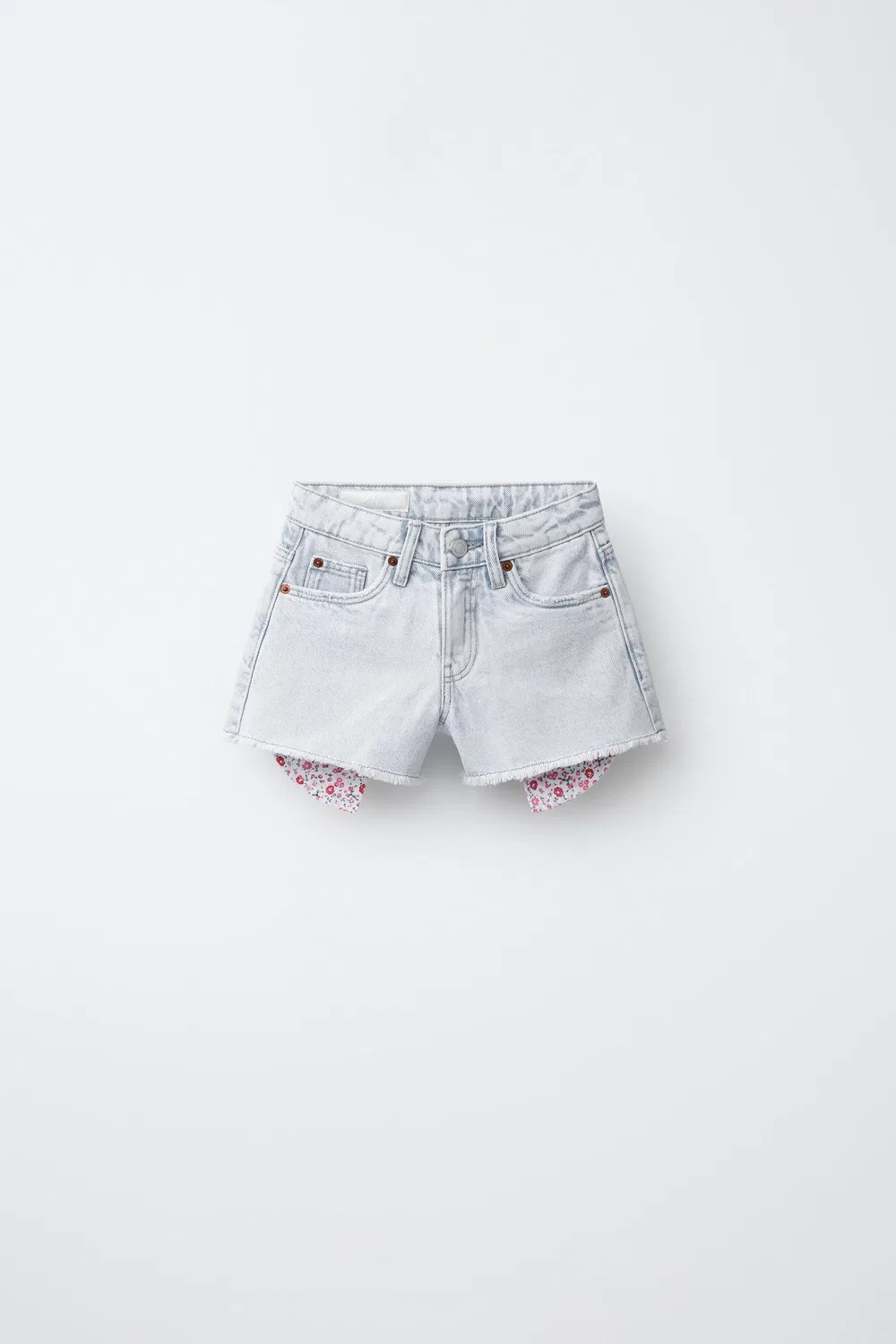 Джинсовые шорты-бермуды с цветочным и звездным принтом ZARA, Light Blue