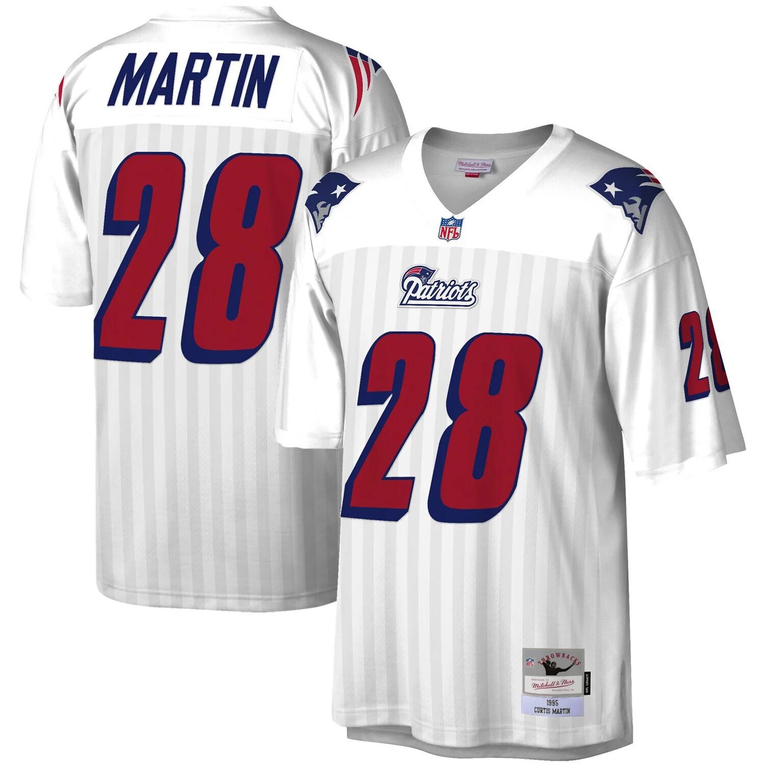 

Мужская футболка Mitchell & Ness Curtis Martin White New England Patriots 1995 Legacy Replica Джерси