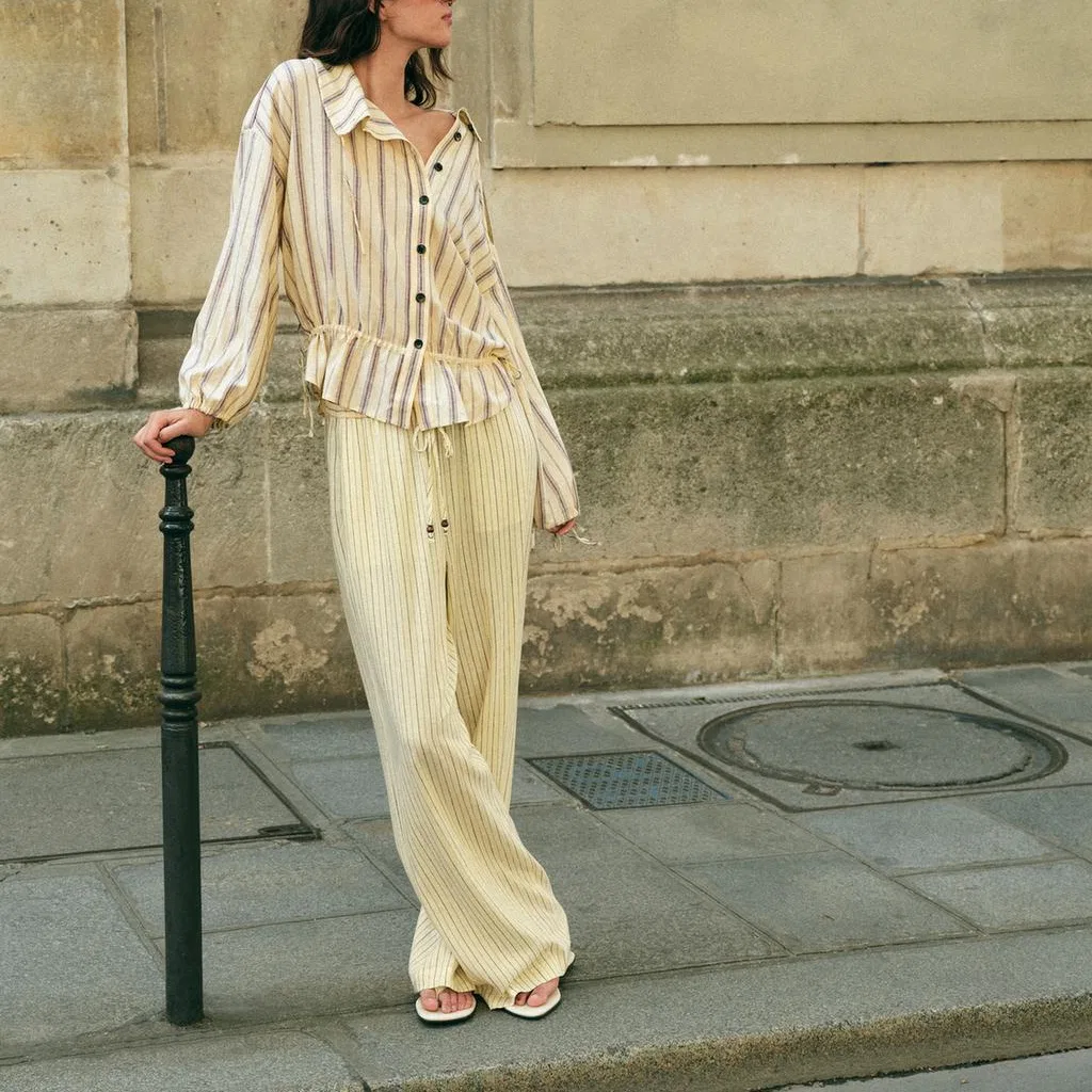 Женская рубашка с воротником-стойкой Yellow ZARA, Желтый — фото 4