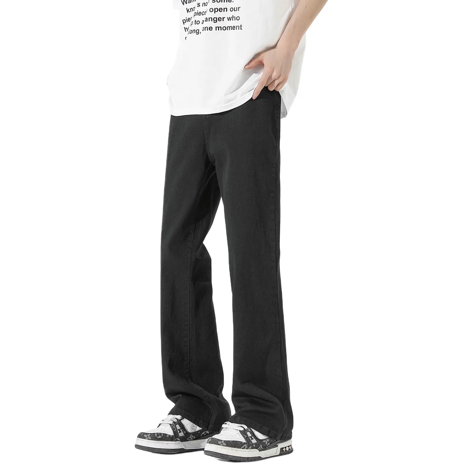 Детские джинсы клеш с флисовой подкладкой ALORGEEK, Black Fleece-Lined