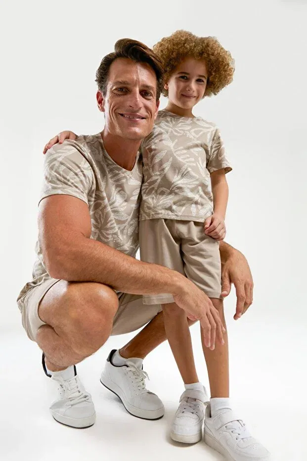 Детский комплект пижам с коротким рукавом Family pajama set mother, father and child pajamas are priced separately Arnetta, Sand — фото 4