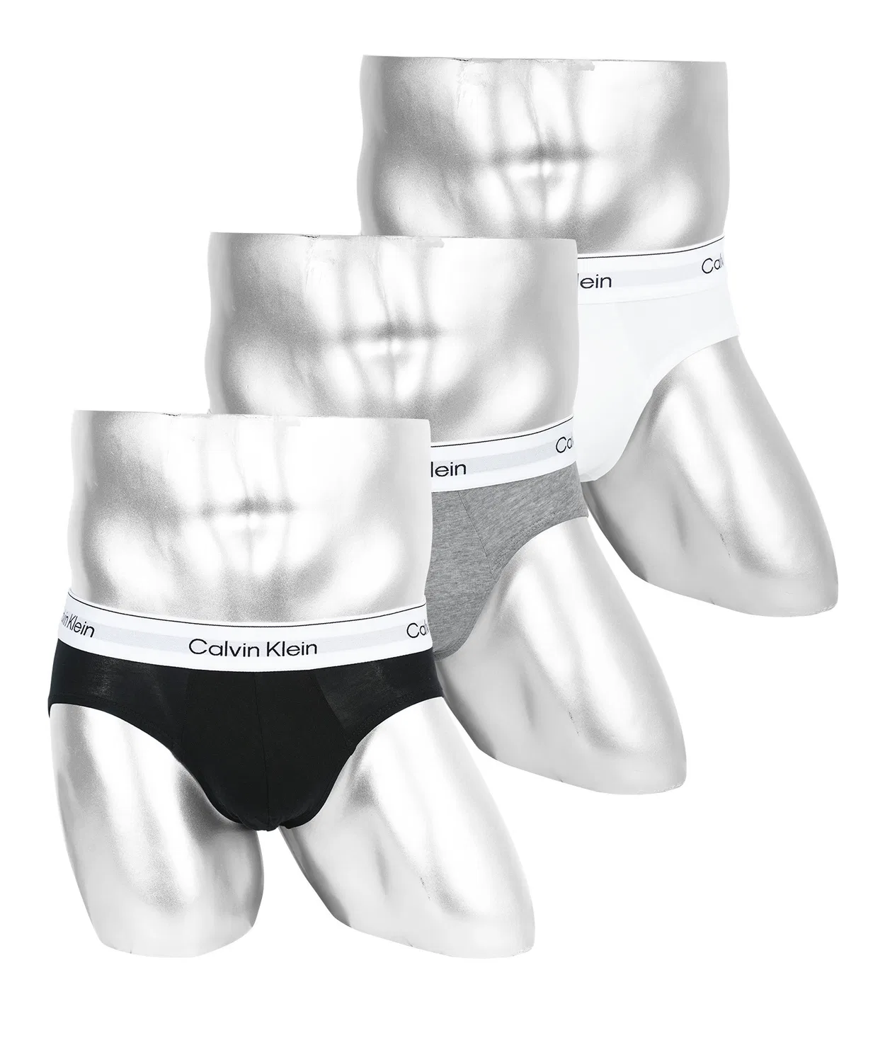 Мужские трусы-брифы с логотипом на поясе, комплект из 3 штук Calvin Klein, Black