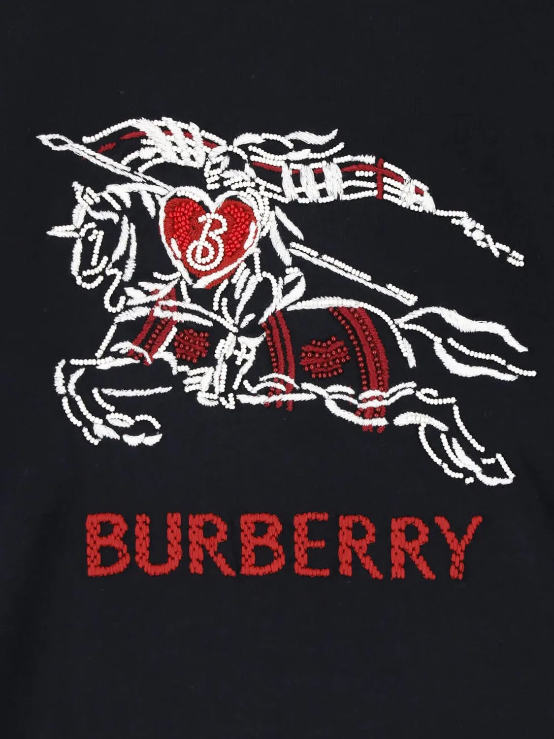 Женская футболка с принтом Black Cotton Heart Knight T-Shirt Burberry, черный — фото 3