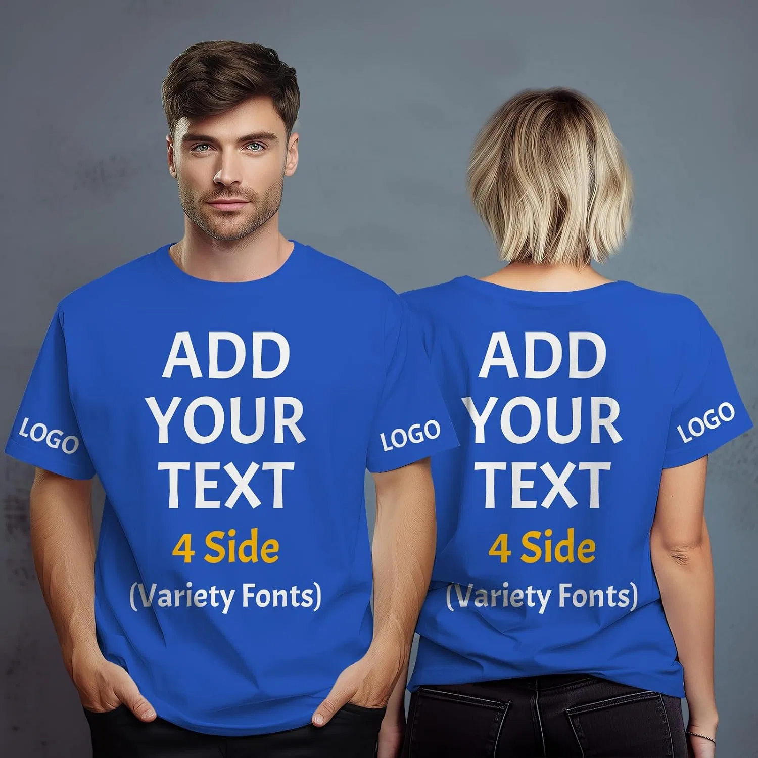 Футболка с кастомным принтом, Regular Fit, Polyester, Royal Blue — фото 2