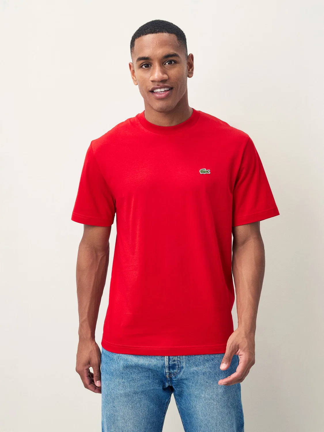 Lacoste Красная хлопковая футболка свободного кроя средней плотности из джерси