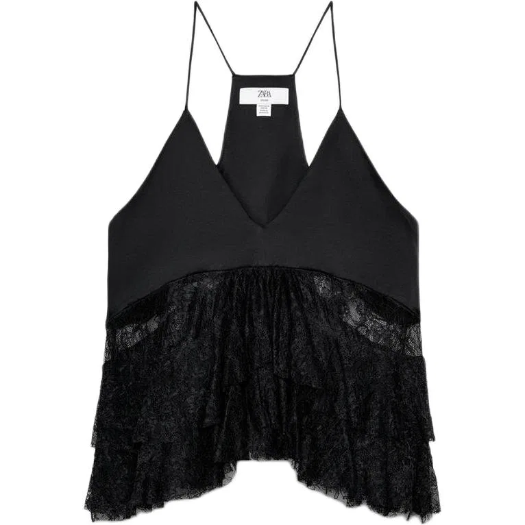 Женский топ-камисоль с бретелями LIMITED EDITION, ZARA, Black