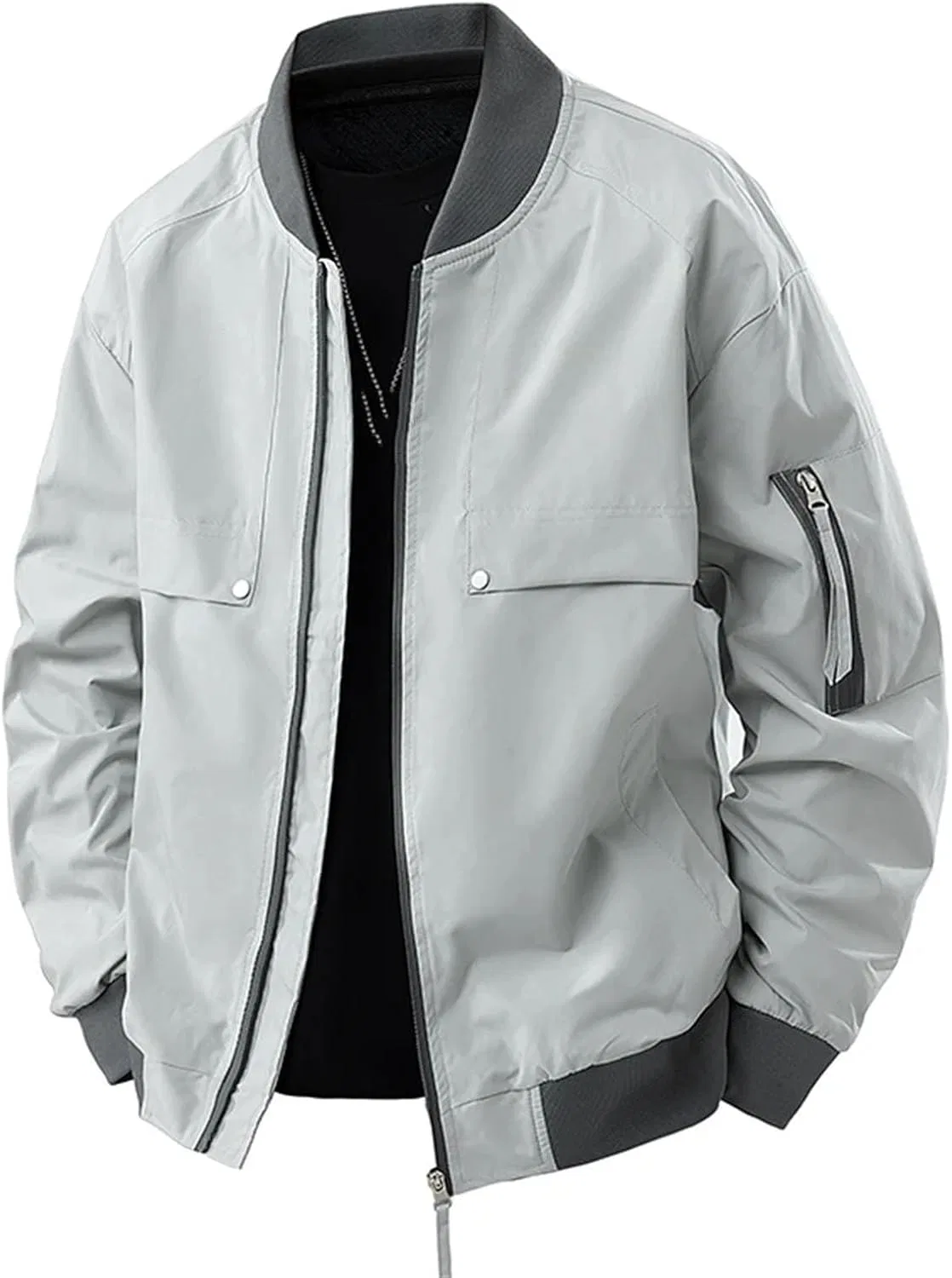 Мужское пальто-бомбер с воротником, свободного кроя, Panelled Workwear, чёрный — фото 4