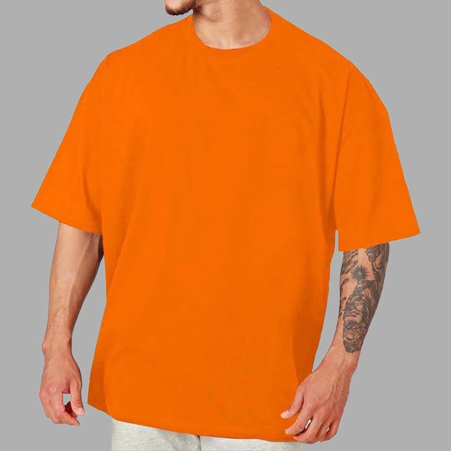 Мужская свободная футболка с коротким рукавом Cotton, Orange — фото 2
