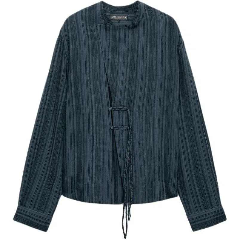 Женская рубашка с V-образным вырезом Indigo ZARA, Indigo