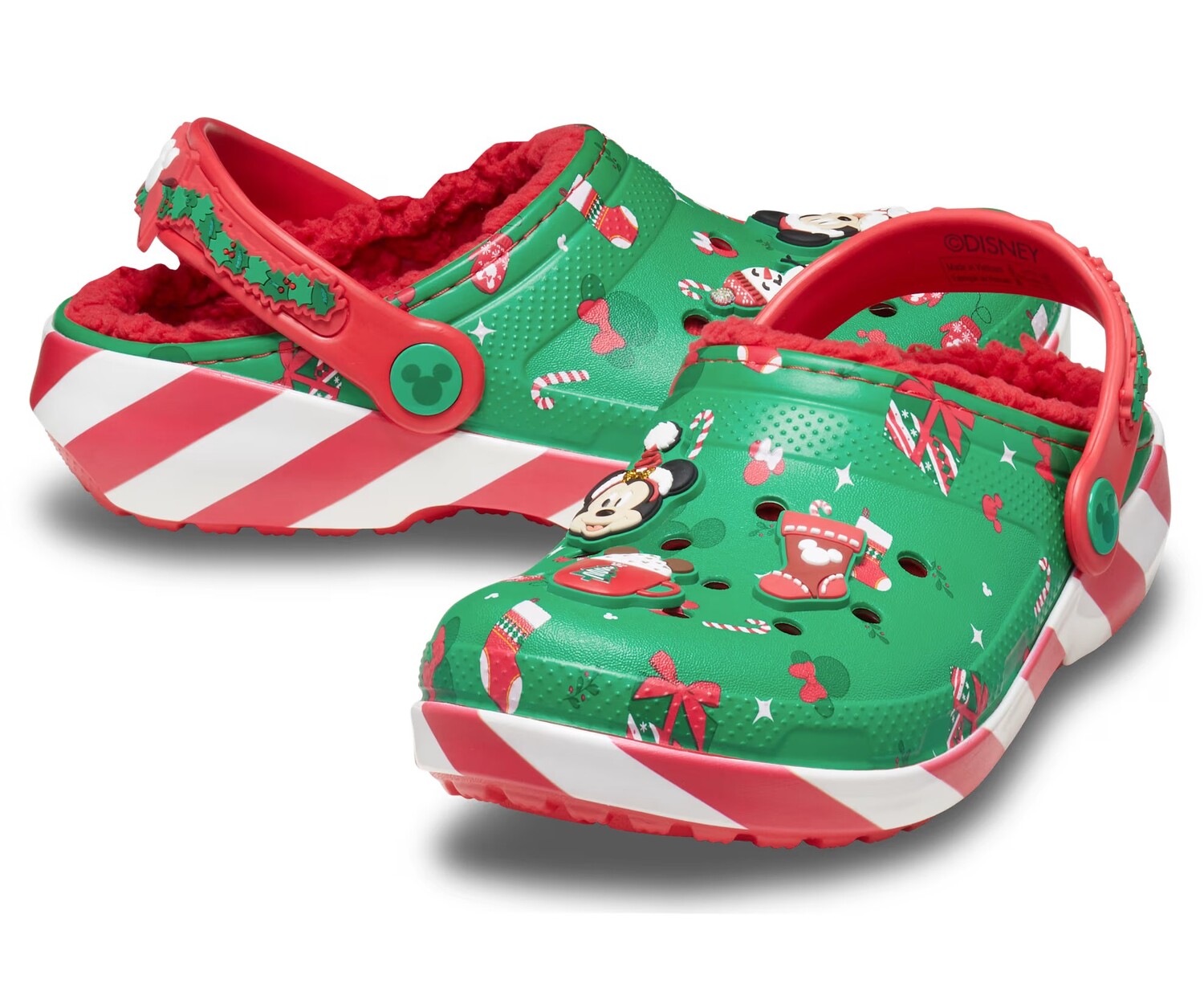 Сабо для маленьких детей Crocs Classic Clog x Disney Mickey Holiday, зеленый/красный — фото 2