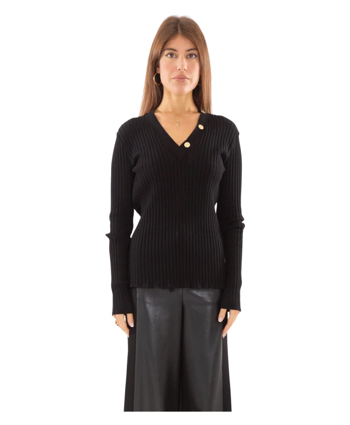 

Вязаный свитер с V-образным вырезом черного цвета Babylon, черный