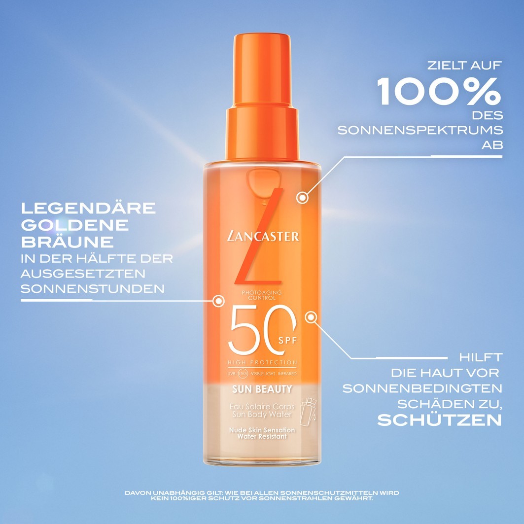Солнцезащитный крем sun beauty sun body water spf50 Lancaster, объем 150 мл — фото 2