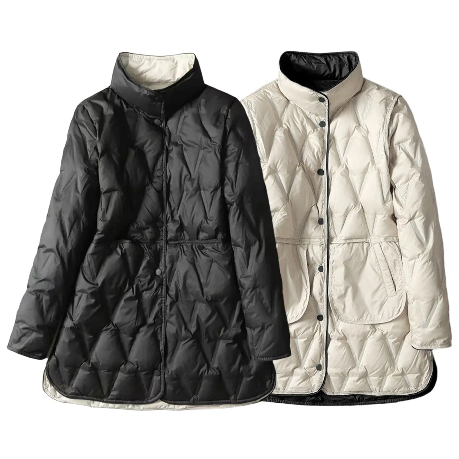 Женское утепленное пальто oversize с длинным рукавом, Nero