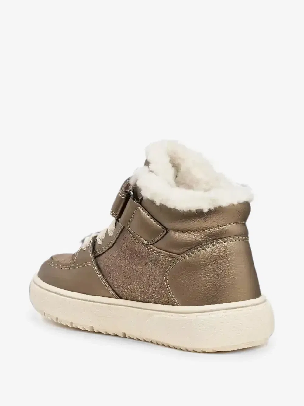 Кроссовки Theleven Abx из искусственного меха с ремешком на липучке Geox Kids, бежевый — фото 4