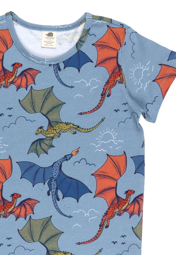 Футболка с принтом Colorful dragon-t-shirt Walkiddy, синий — фото 4