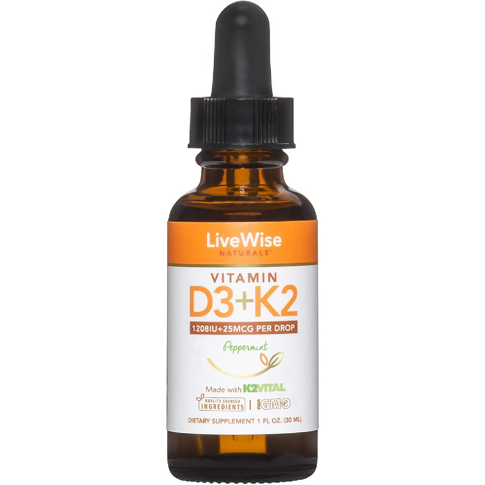 

Витамин D3+K2 (mk7) Live Wise Naturals 25мкг, 1208 МЕ, мята перечная, 30мл