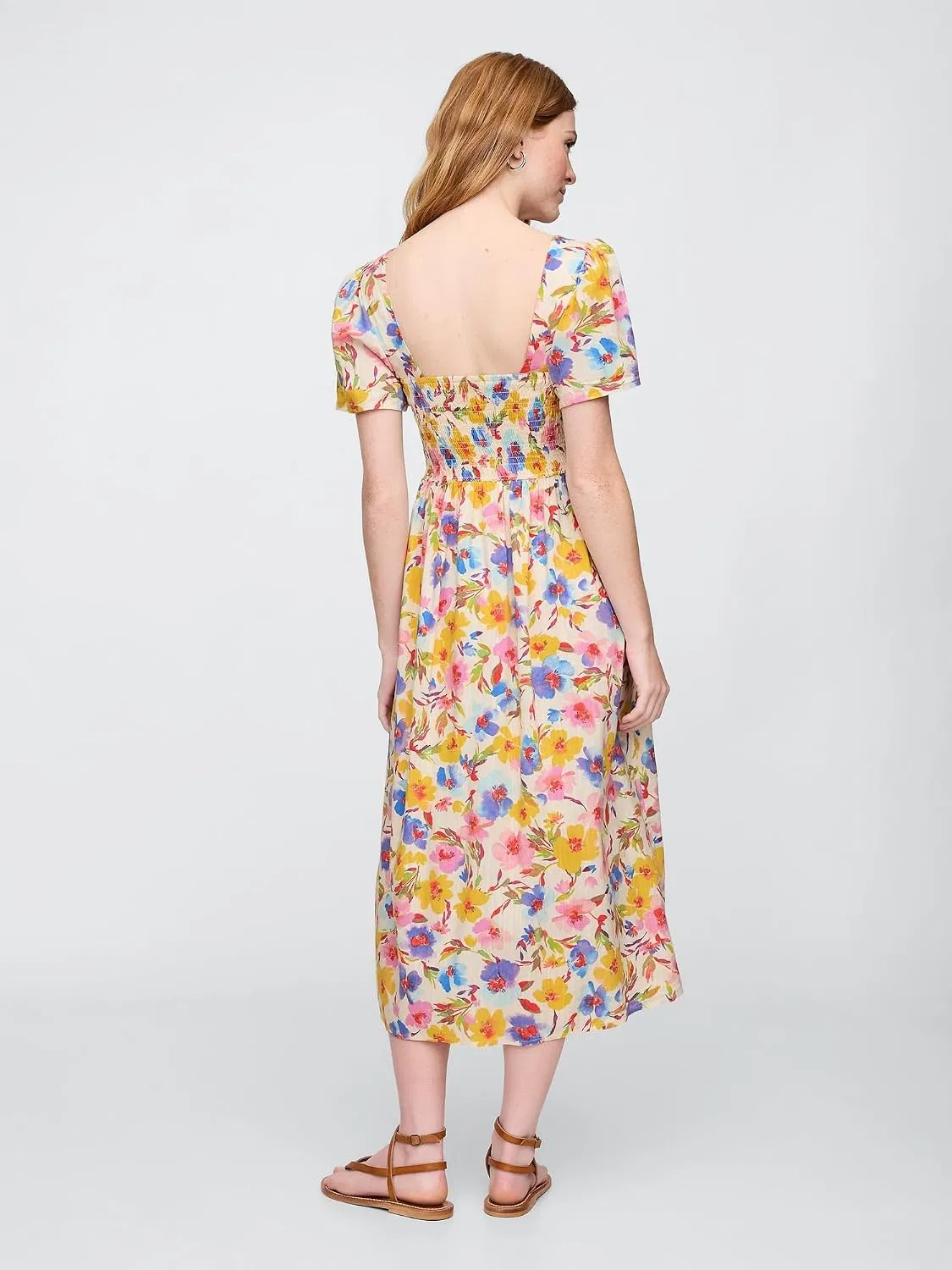 Женское платье миди с завышенной талией GAP, Sp Multi Floral — фото 2