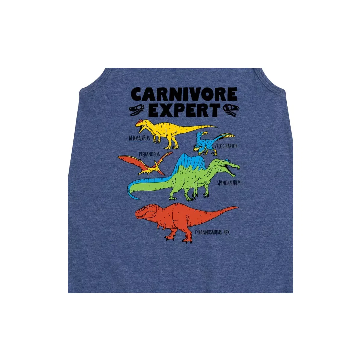 Детское платье-трапеция без рукавов с принтом Dinosaur Carnivore Expert Instant Message, Heather Navy — фото 2