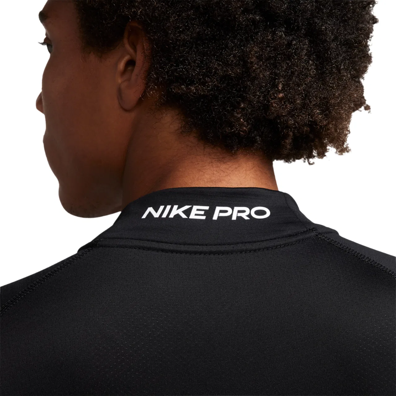 Мужская футболка с длинным рукавом Nike Pro Warm Mock, Nike, Black/White — фото 4