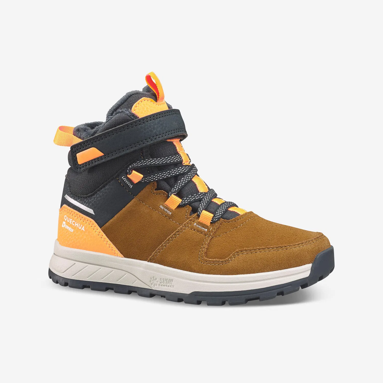 Детские зимние ботинки с мембраной SH500 Quechua, Orange Macchiato Braun Graphitgrau