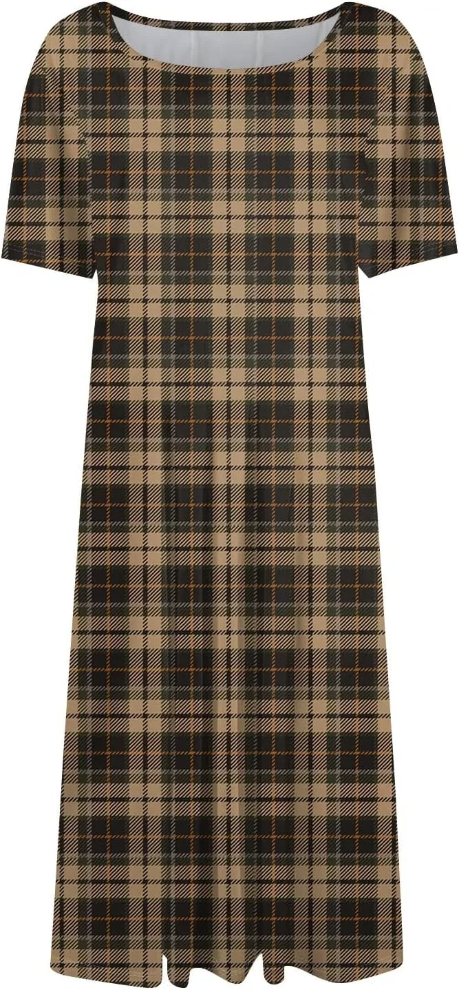 Женское летнее платье с цветочным принтом A-line, Light Brown — фото 4
