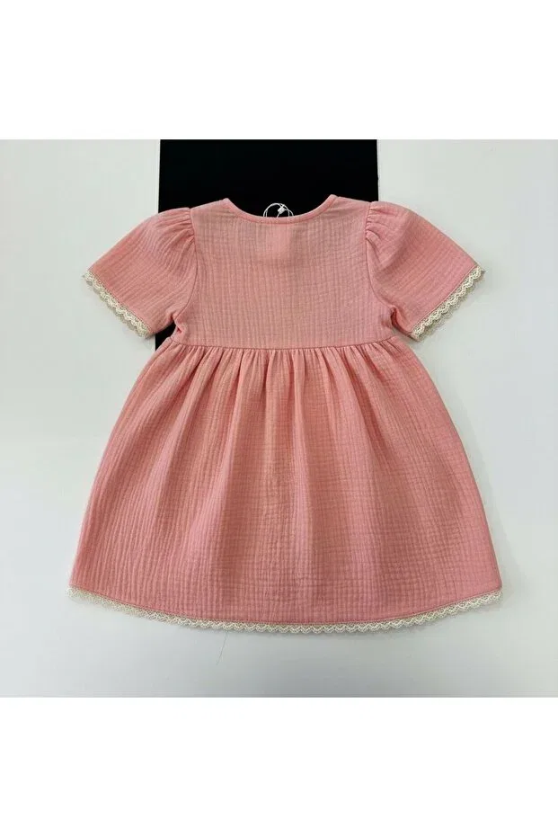Детское платье для девочек хлопковое Put-On-Out Bobby Jr Kidswear, Salmon — фото 3