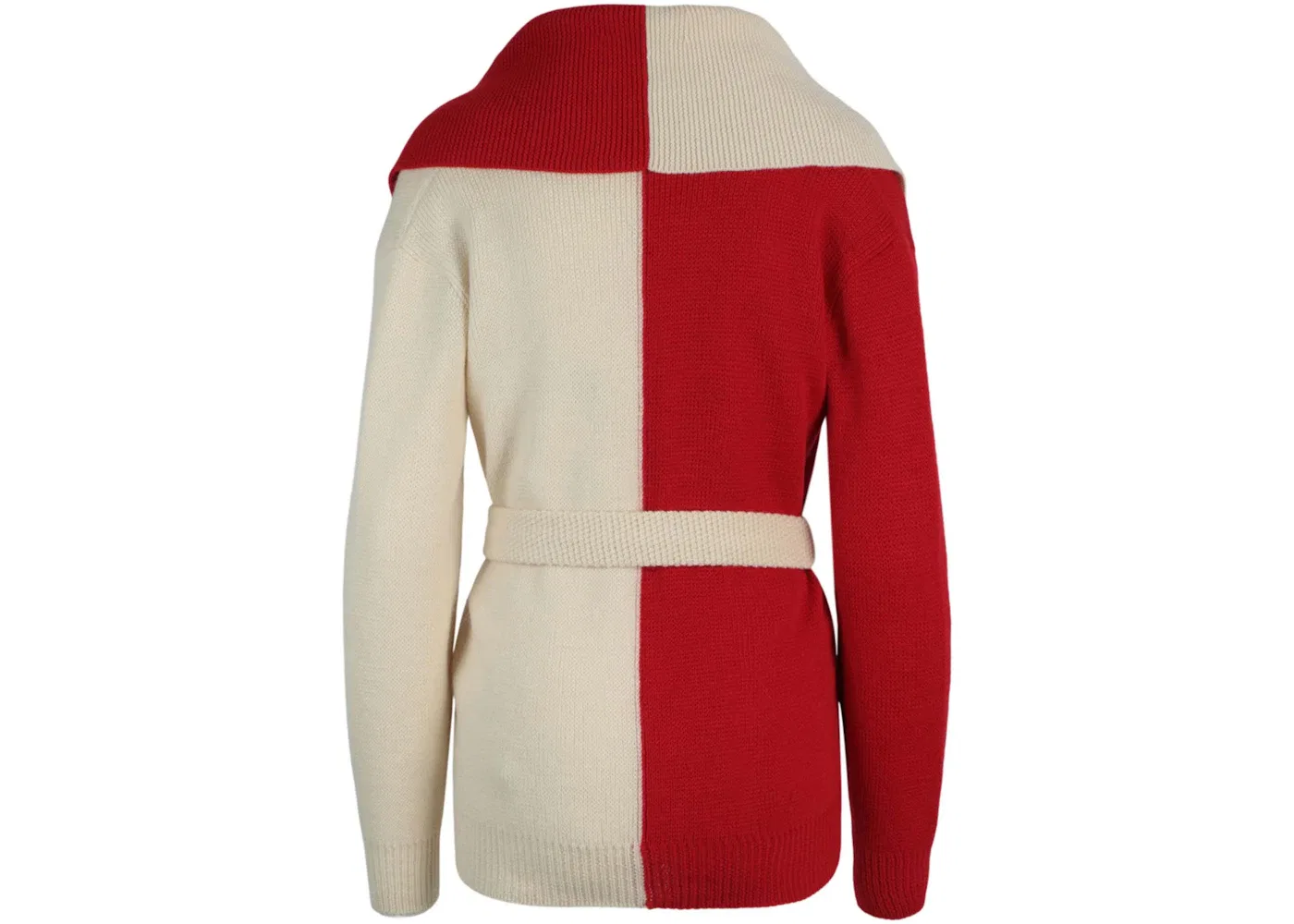 Женский шерстяной свитер с поясом Chunky Wool Belted Gucci, White Red — фото 2