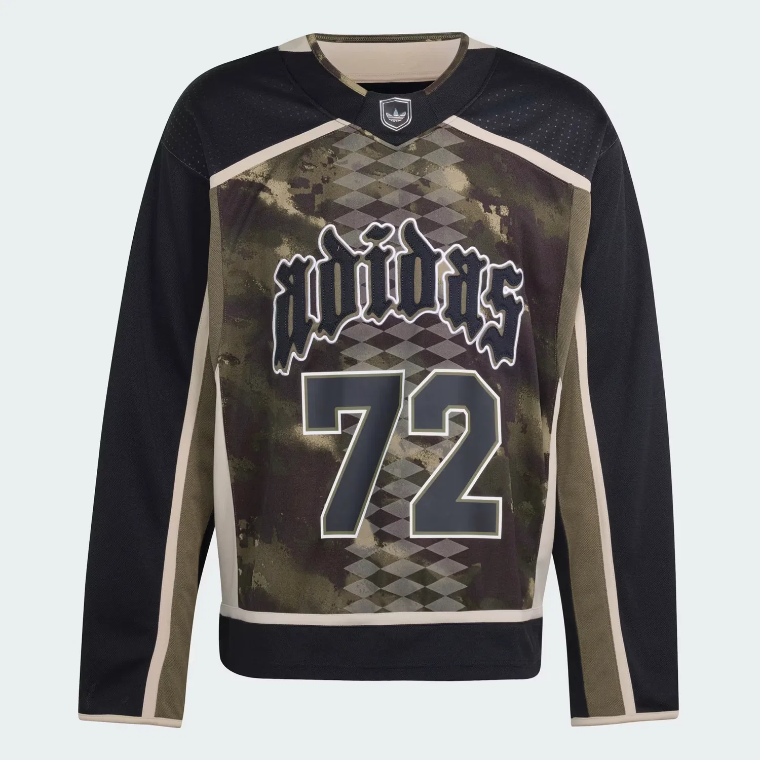 Мужская хоккейная футболка свободного кроя Hockey Jersey Adidas Originals, оливковый — фото 4