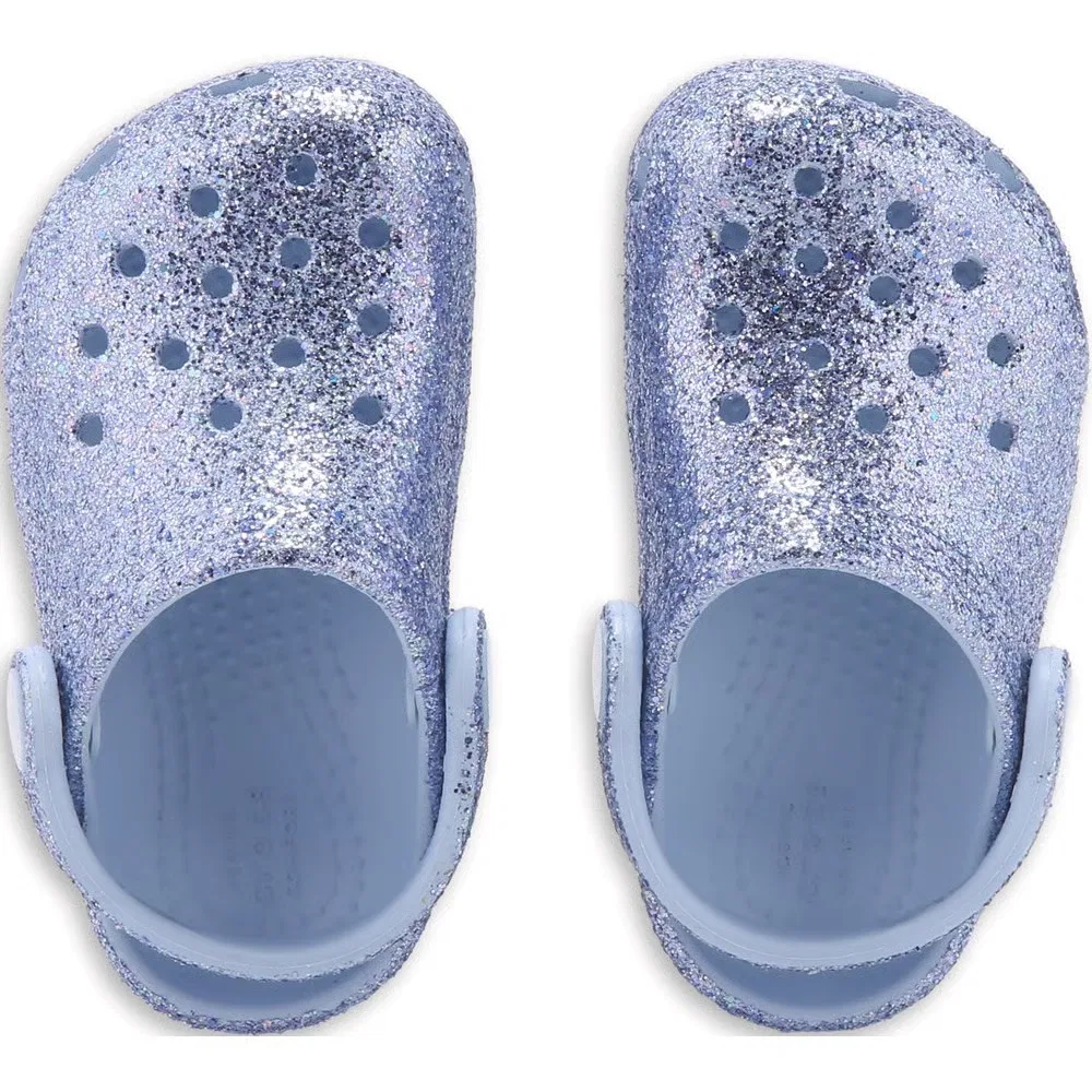 Детские классические сабо с блестками для малышей Crocs, Blue Glitter — фото 4
